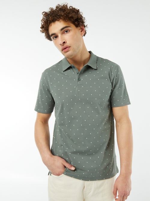 Polo de piqué de algodón con estampado - Kiabi