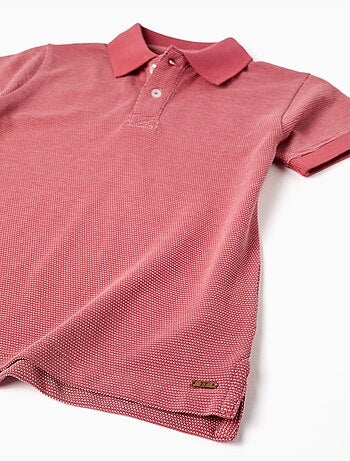Polo de piqué de algodón con lunares en jacquard