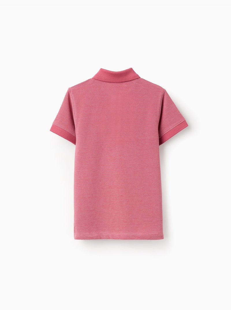 Polo de piqué de algodón con lunares en jacquard Rosa oscuro - Kiabi
