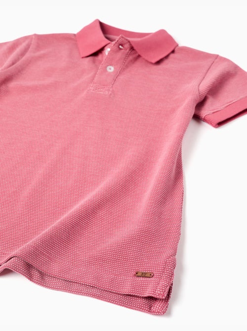 Polo de piqué de algodón con lunares en jacquard - Kiabi