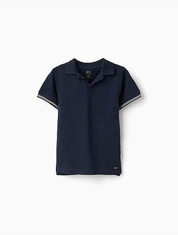 Polo de piqué de algodón con mangas a rayas