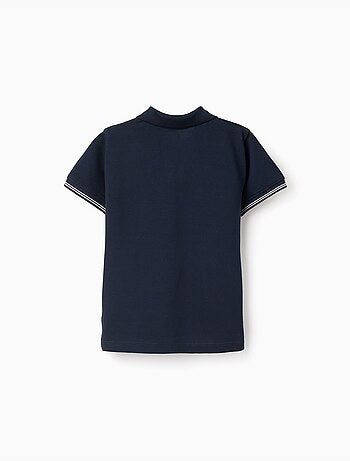 Polo de piqué de algodón con mangas a rayas