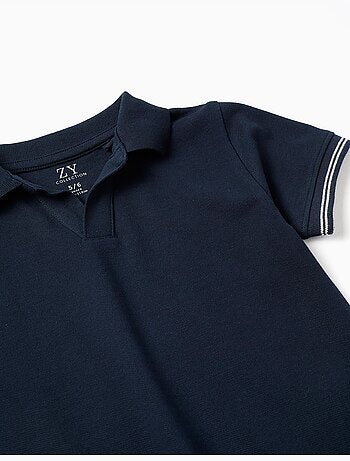Polo de piqué de algodón con mangas a rayas