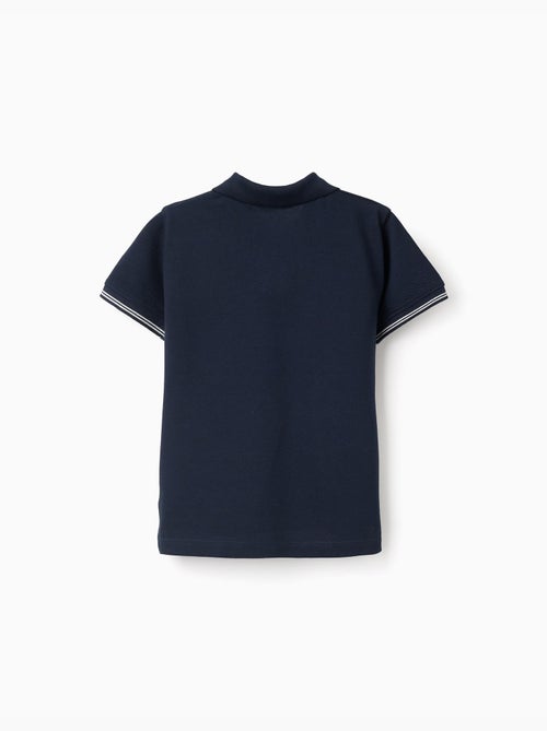 Polo de piqué de algodón con mangas a rayas - Kiabi