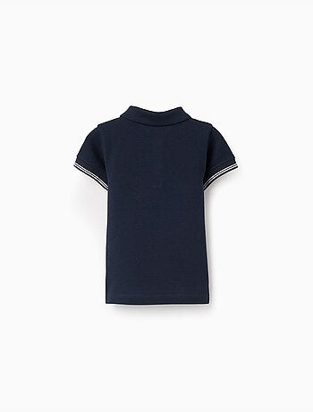 Polo de piqué de algodón con mangas a rayas