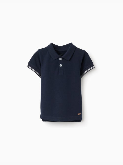 Polo de piqué de algodón con mangas a rayas - Kiabi