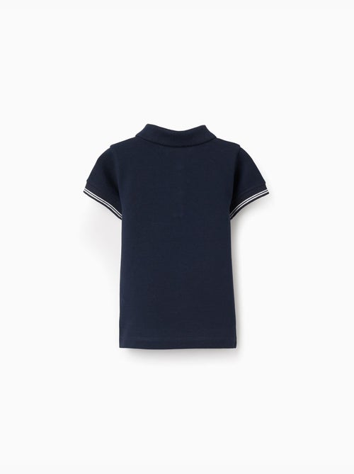 Polo de piqué de algodón con mangas a rayas - Kiabi