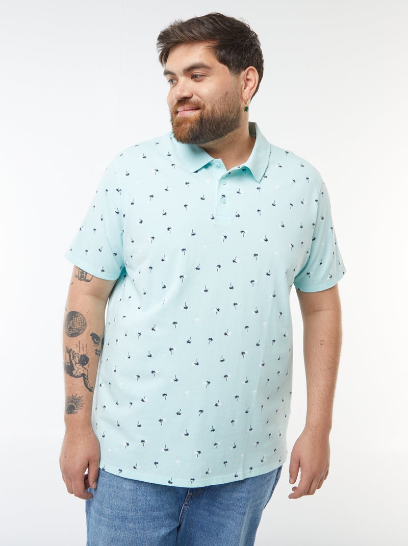Polo de piqué de algodón de manga corta Azul - Kiabi