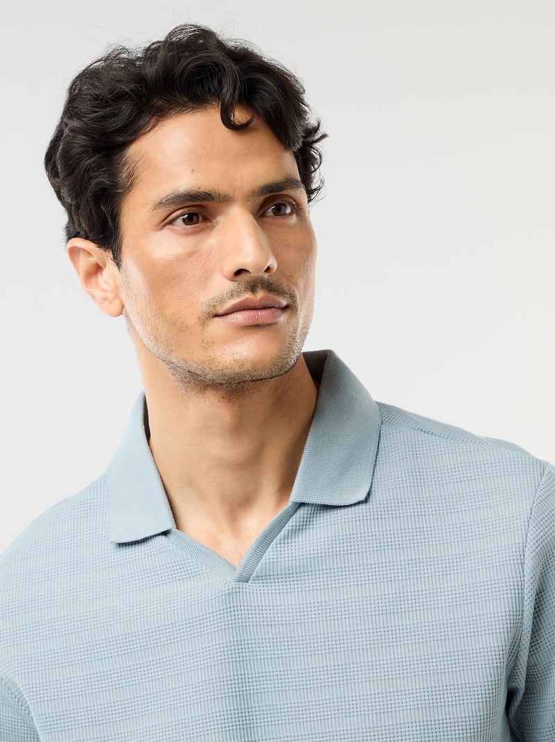 Polo de piqué de algodón de manga corta Azul - Kiabi