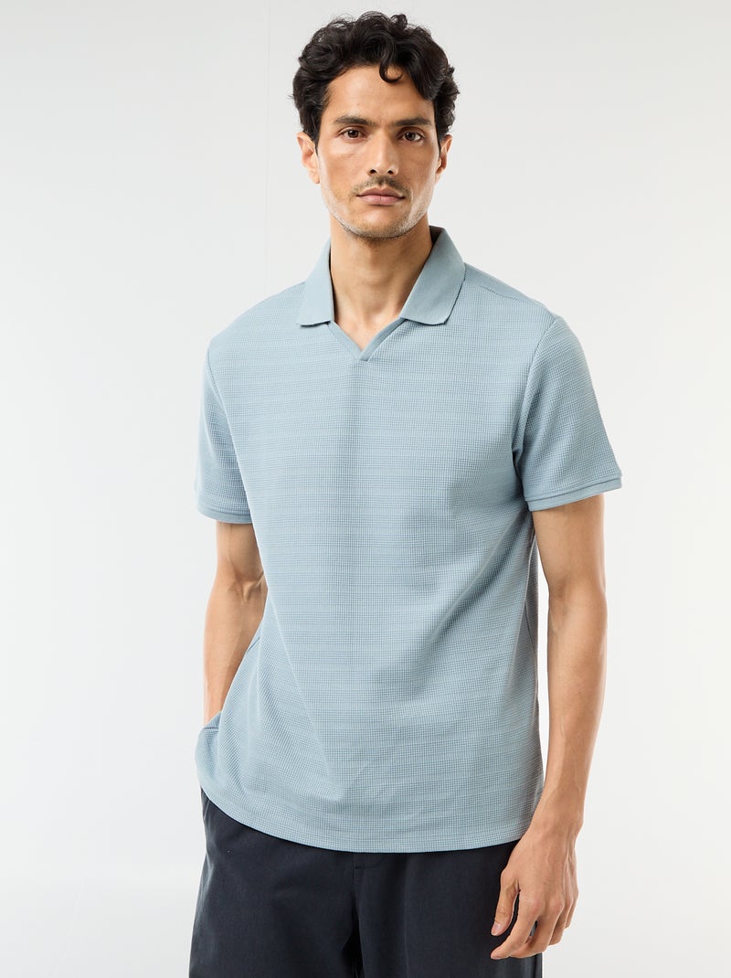 Polo de piqué de algodón de manga corta Azul - Kiabi