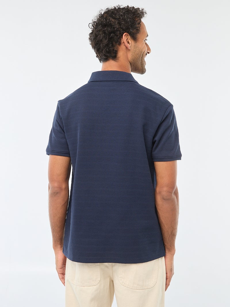 Polo de piqué de algodón de manga corta Azul - Kiabi