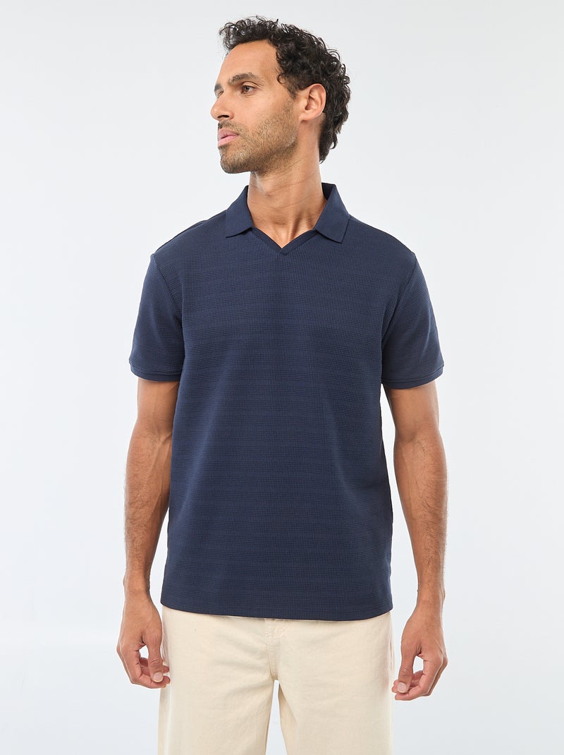 Polo de piqué de algodón de manga corta Azul - Kiabi