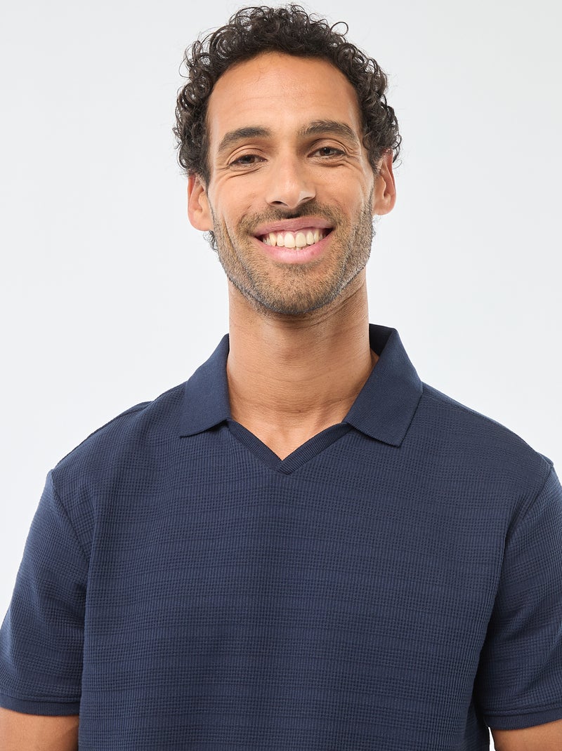 Polo de piqué de algodón de manga corta Azul - Kiabi