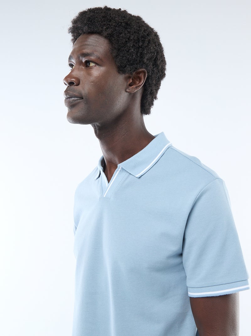 Polo de piqué de algodón de manga corta Azul - Kiabi