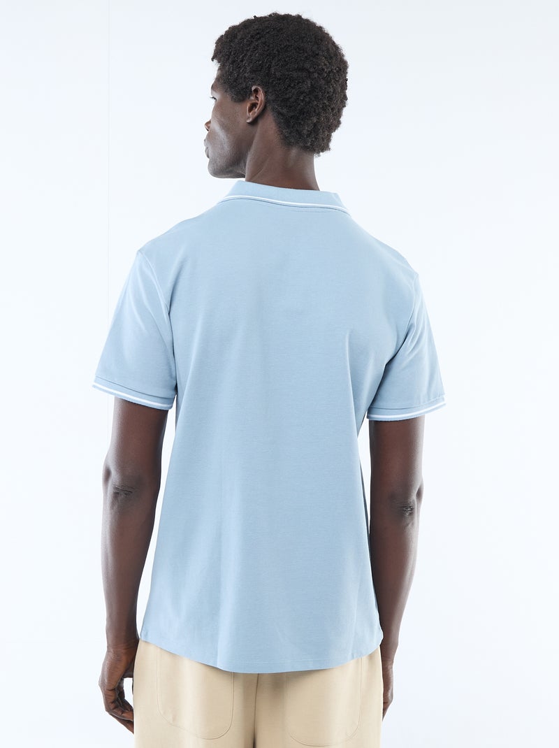 Polo de piqué de algodón de manga corta Azul - Kiabi
