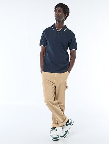 Polo de piqué de algodón de manga corta