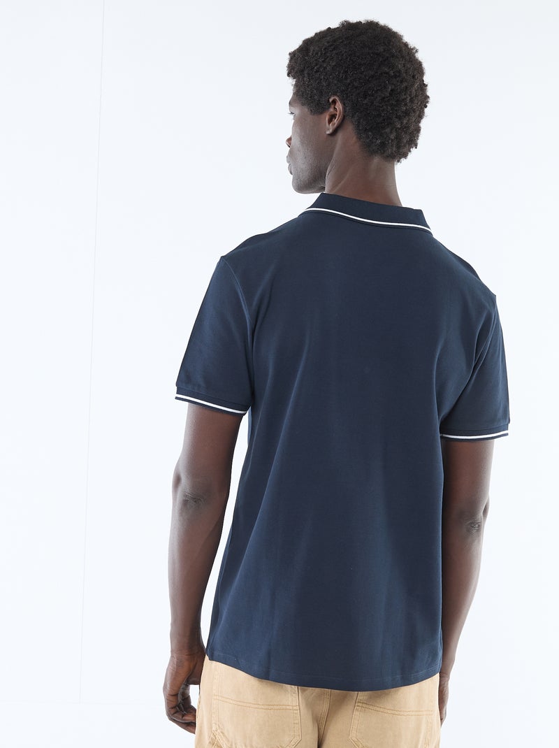 Polo de piqué de algodón de manga corta Azul - Kiabi
