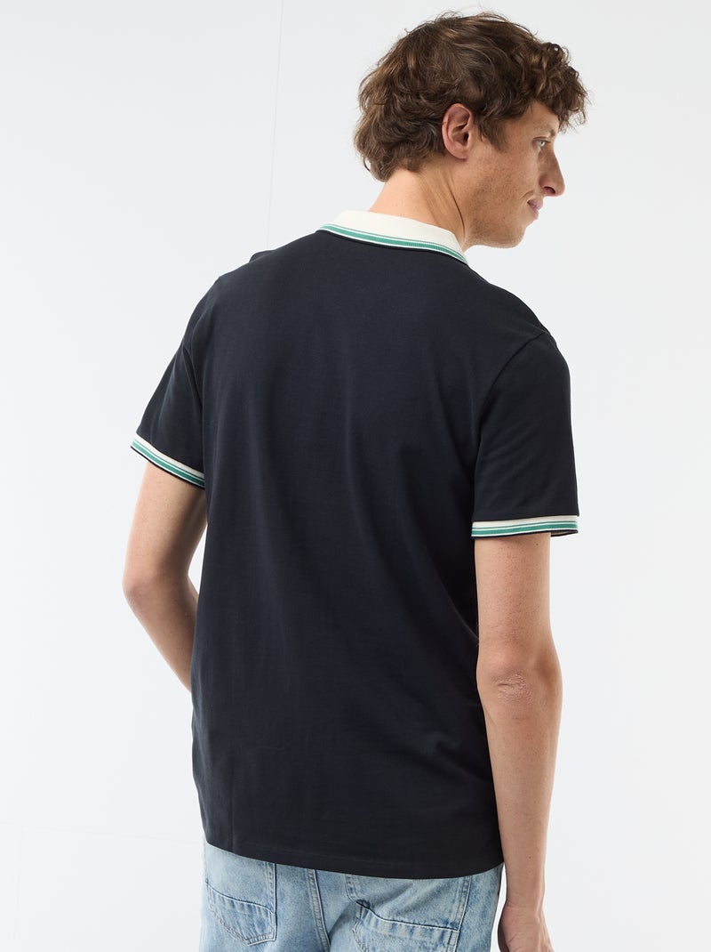 Polo de piqué de algodón de manga corta Azul - Kiabi