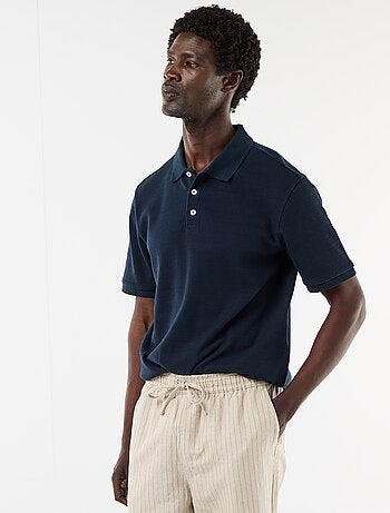 Polo de piqué de algodón de manga corta