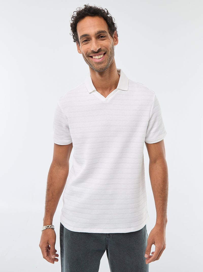 Polo de piqué de algodón de manga corta Blanco - Kiabi
