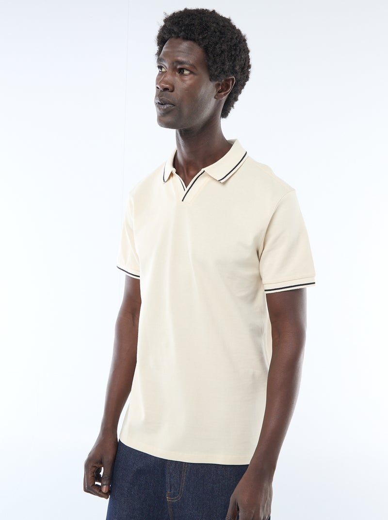 Polo de piqué de algodón de manga corta Blanco - Kiabi