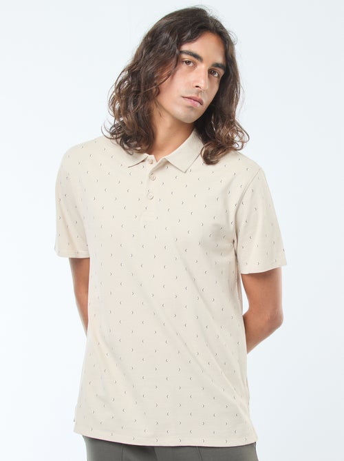 Polo de piqué de algodón de manga corta con motivo - Kiabi