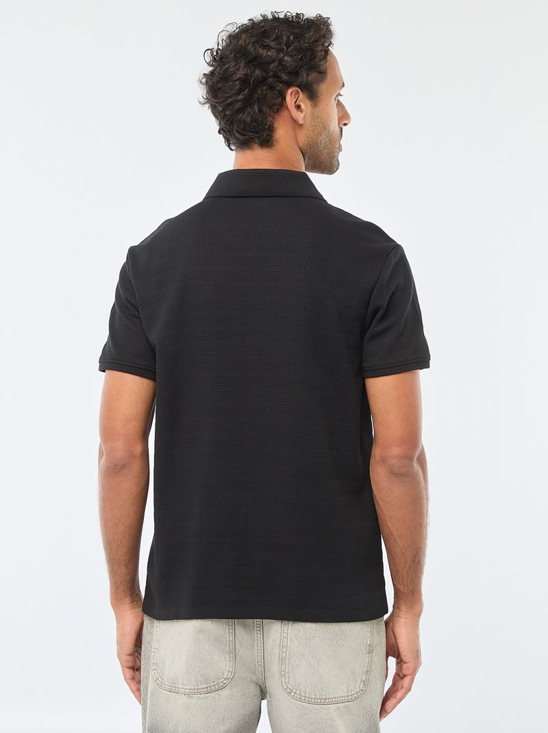 Polo de piqué de algodón de manga corta Negro - Kiabi