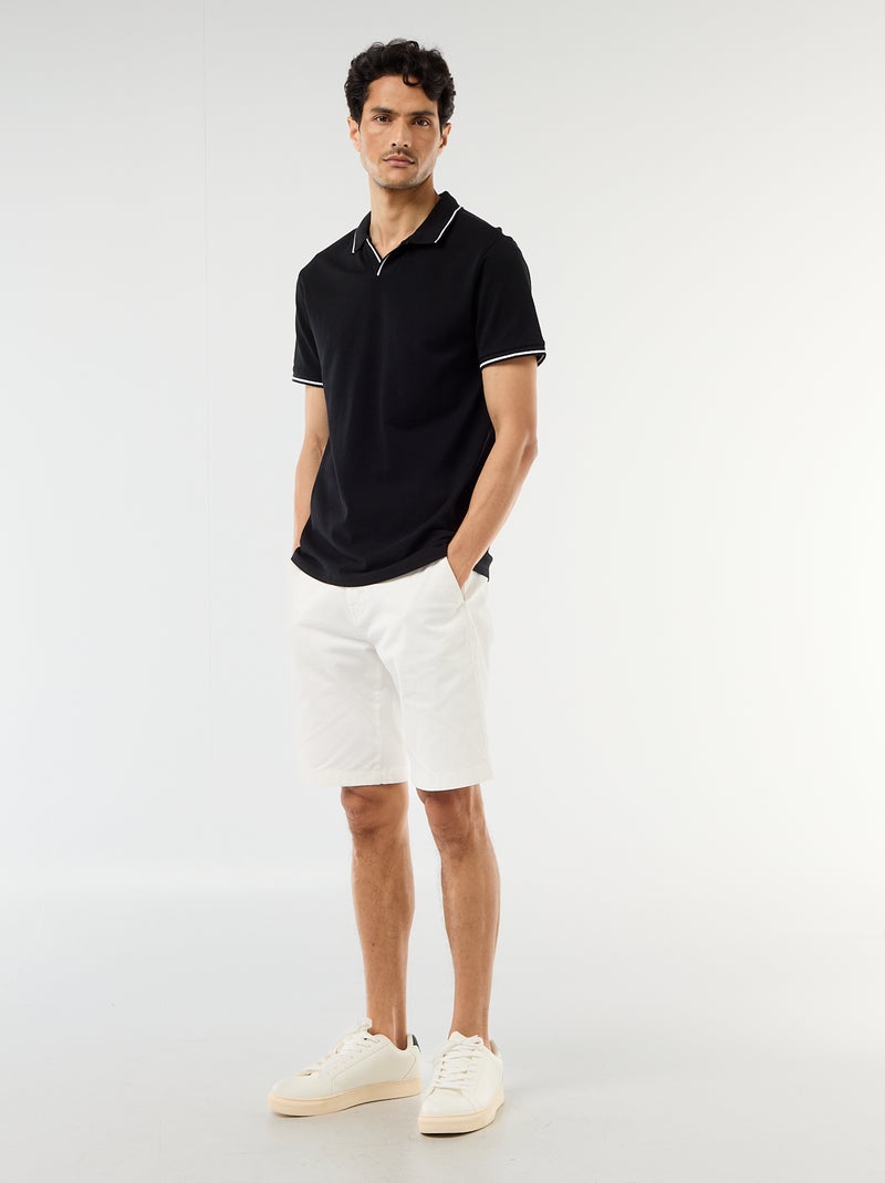 Polo de piqué de algodón de manga corta Negro - Kiabi