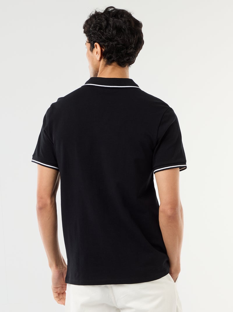 Polo de piqué de algodón de manga corta Negro - Kiabi
