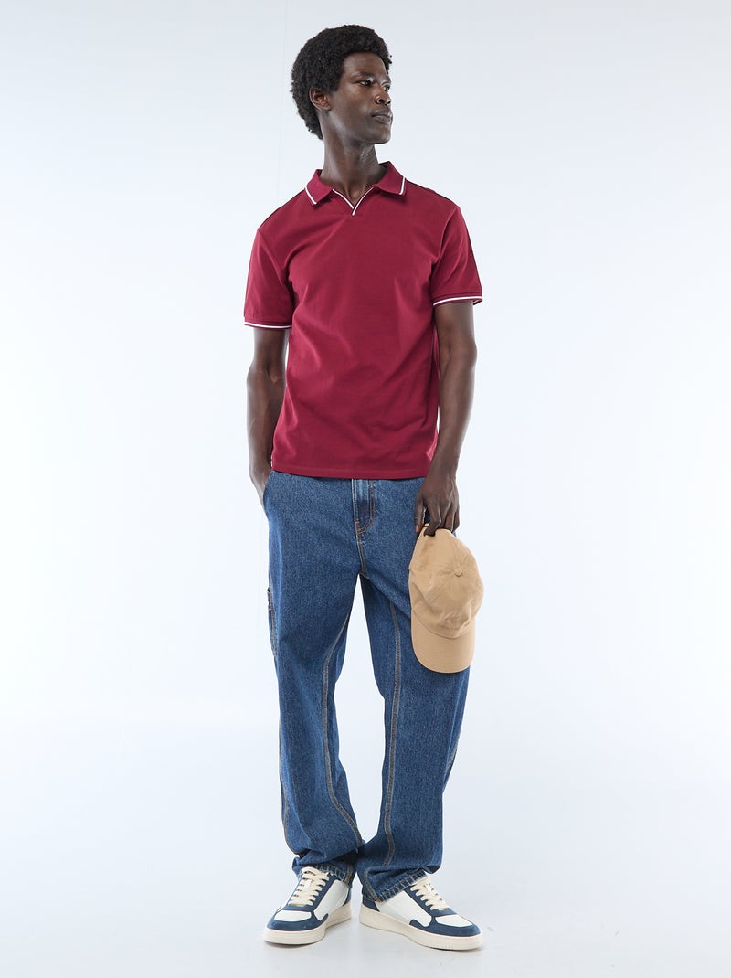 Polo de piqué de algodón de manga corta Rojo - Kiabi