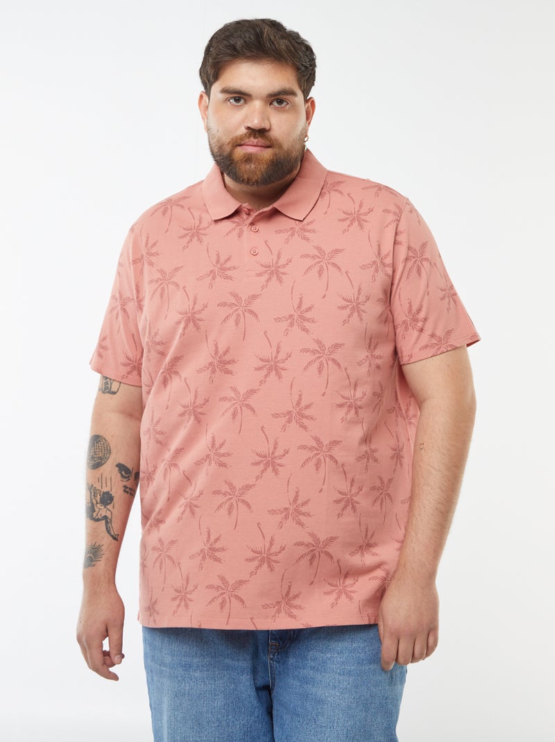 Polo de piqué de algodón de manga corta Rosa - Kiabi