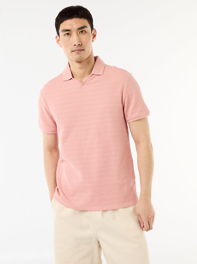 Polo de piqué de algodón de manga corta Rosa - Kiabi