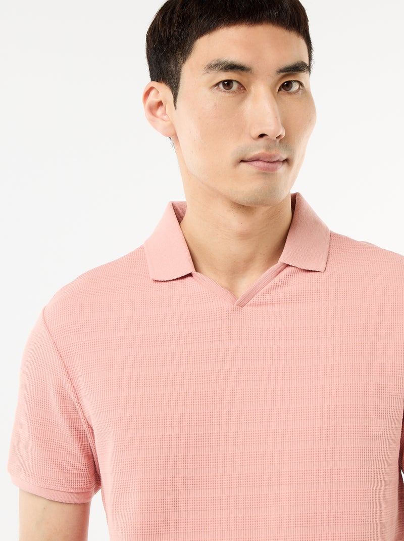 Polo de piqué de algodón de manga corta Rosa - Kiabi