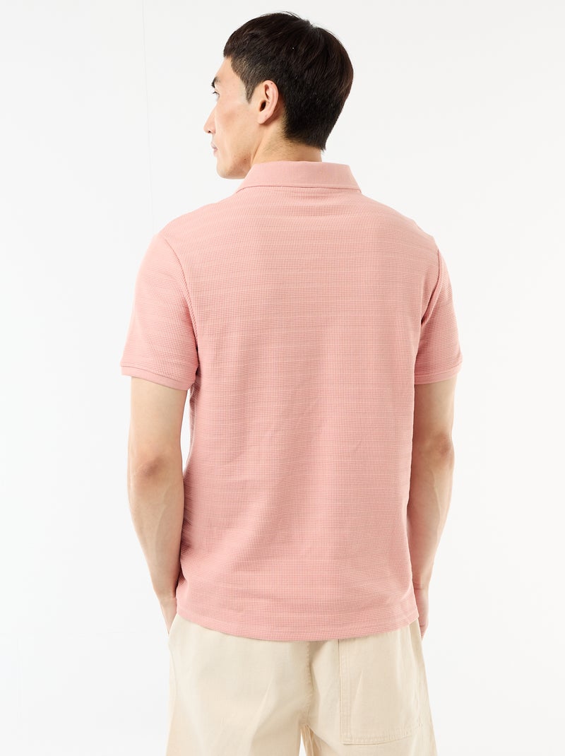 Polo de piqué de algodón de manga corta Rosa - Kiabi