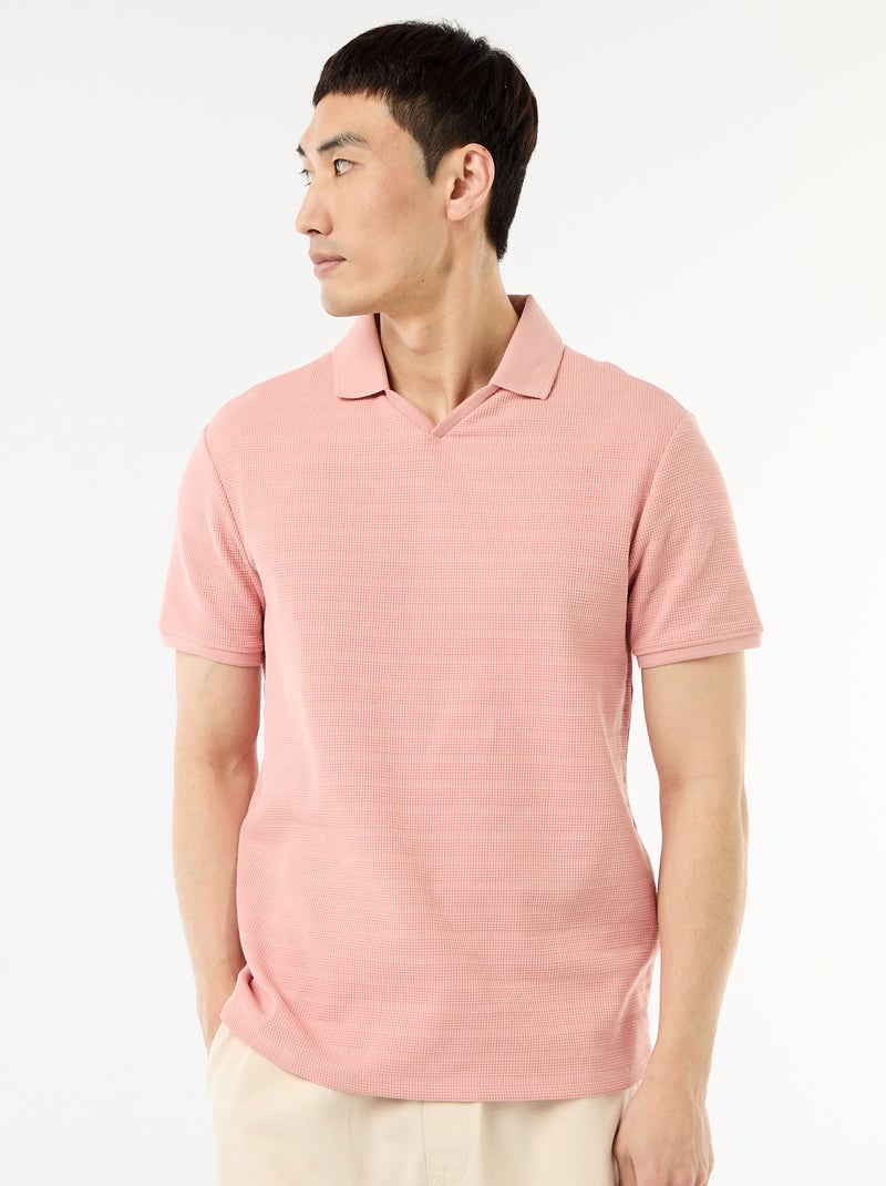 Polo de piqué de algodón de manga corta Rosa - Kiabi