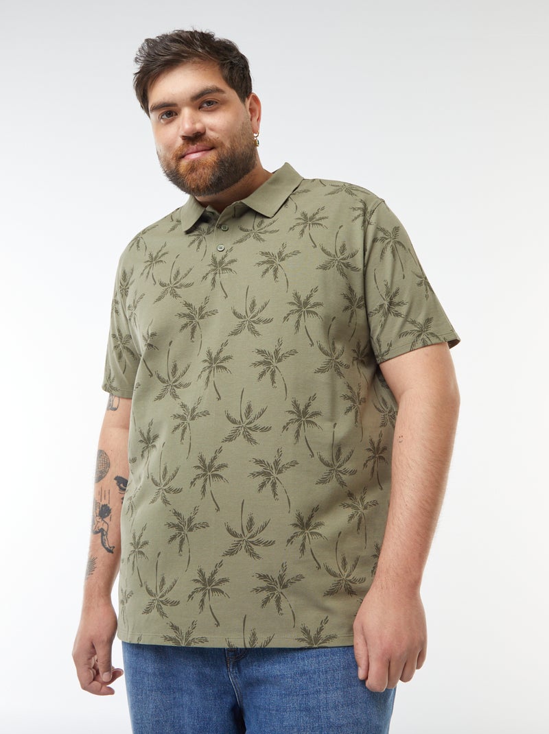 Polo de piqué de algodón de manga corta Verde - Kiabi