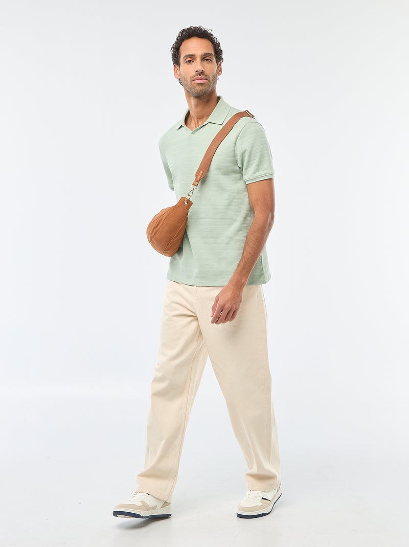 Polo de piqué de algodón de manga corta Verde - Kiabi
