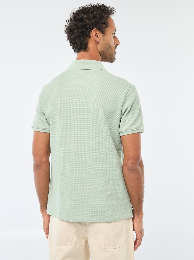 Polo de piqué de algodón de manga corta Verde - Kiabi