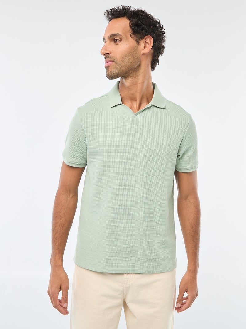 Polo de piqué de algodón de manga corta Verde - Kiabi