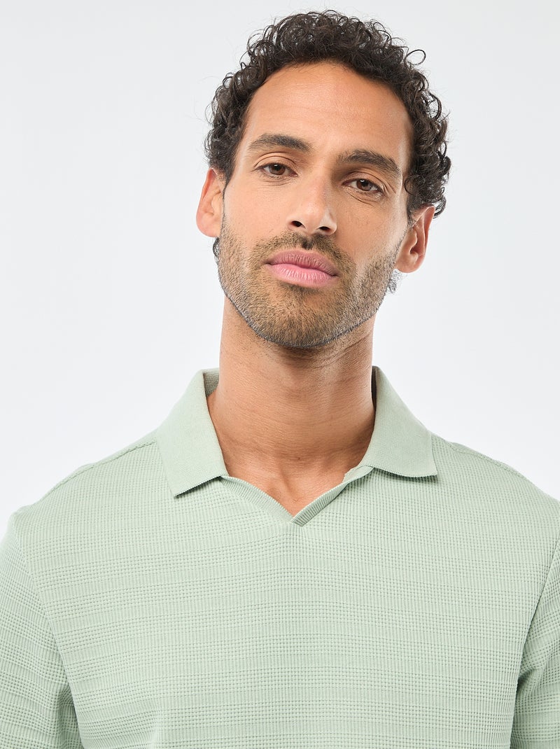 Polo de piqué de algodón de manga corta Verde - Kiabi