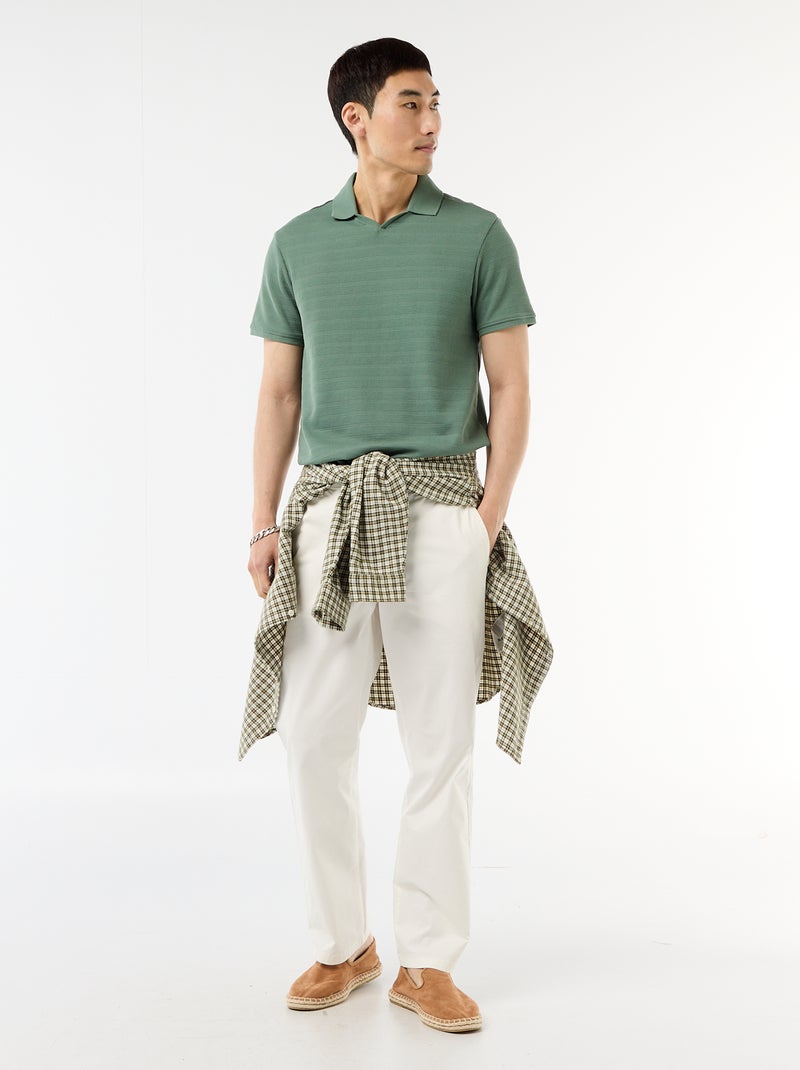 Polo de piqué de algodón de manga corta Verde - Kiabi