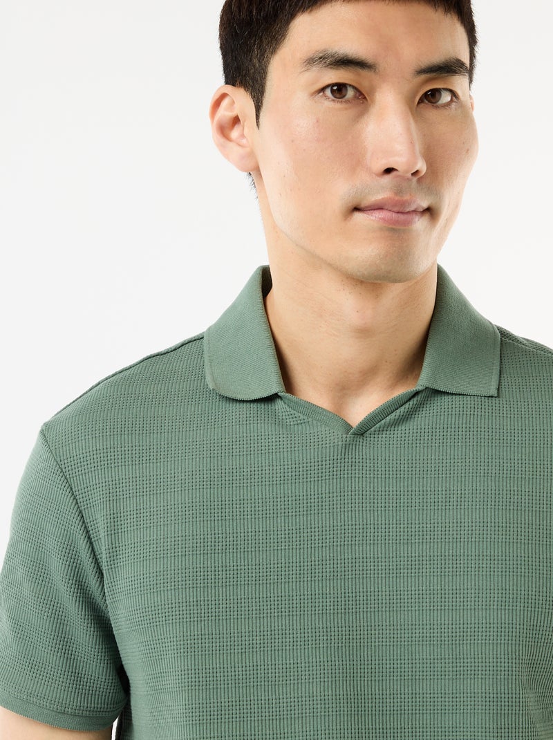 Polo de piqué de algodón de manga corta Verde - Kiabi