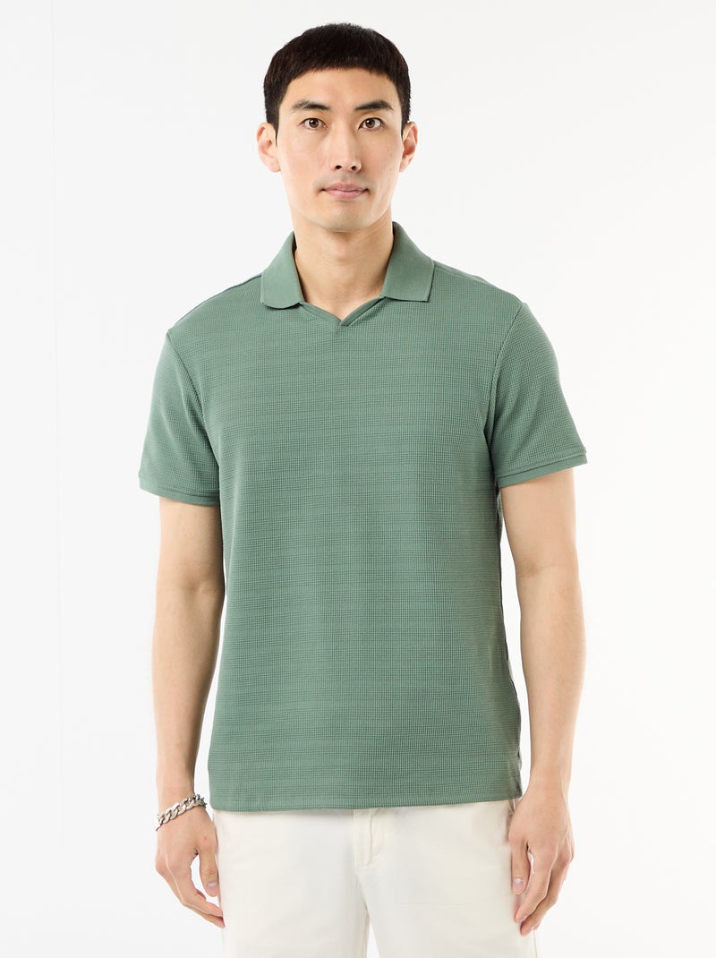 Polo de piqué de algodón de manga corta Verde - Kiabi