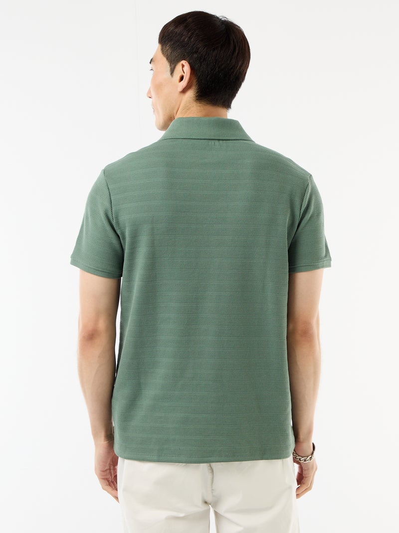 Polo de piqué de algodón de manga corta Verde - Kiabi