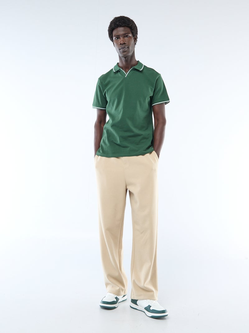 Polo de piqué de algodón de manga corta Verde - Kiabi