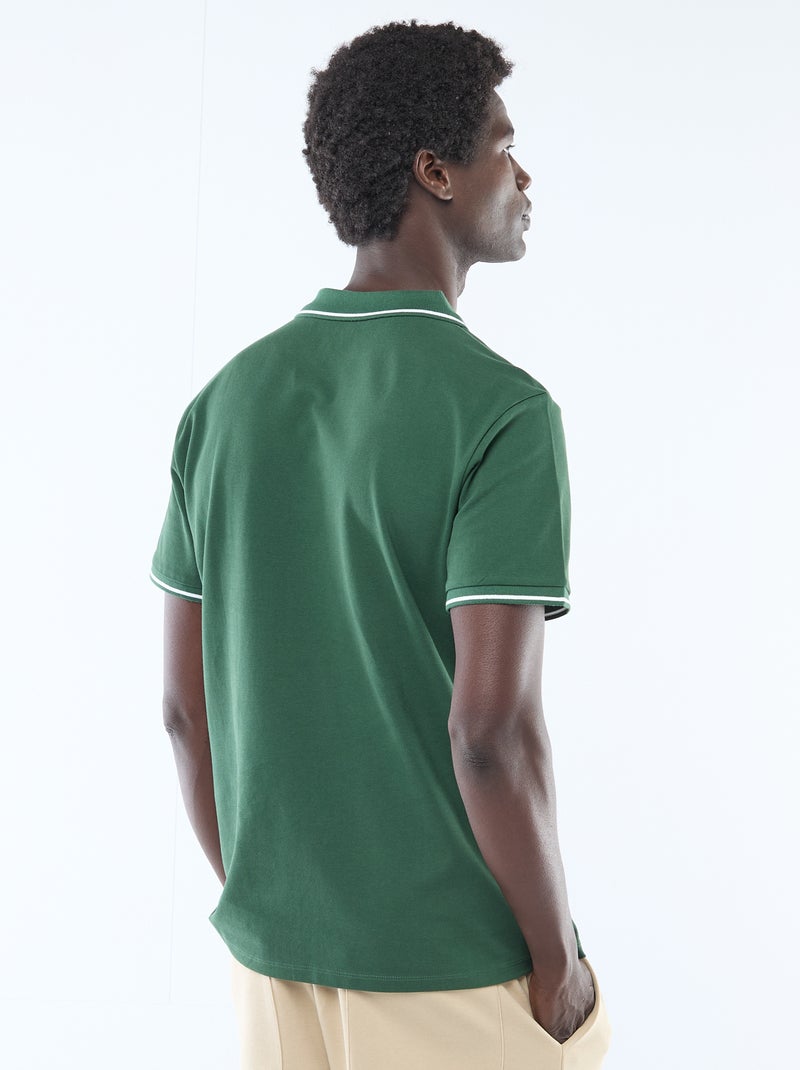 Polo de piqué de algodón de manga corta Verde - Kiabi