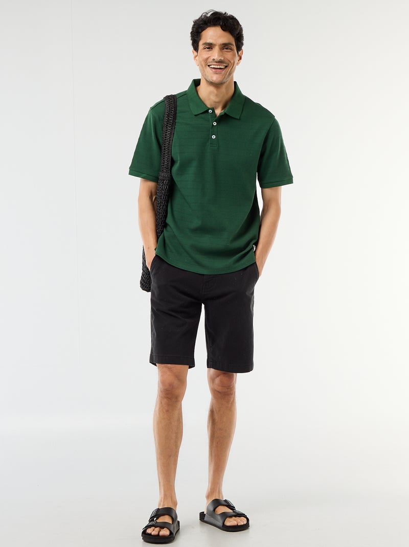 Polo de piqué de algodón de manga corta Verde - Kiabi