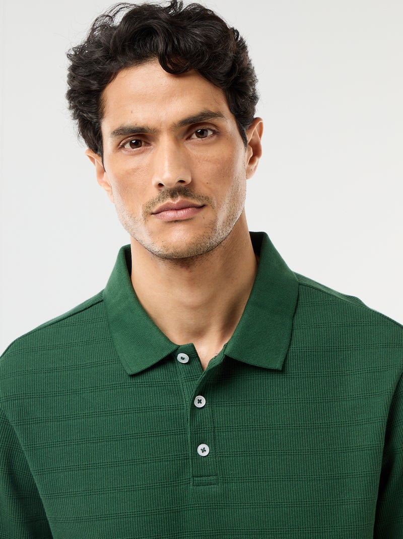 Polo de piqué de algodón de manga corta Verde - Kiabi