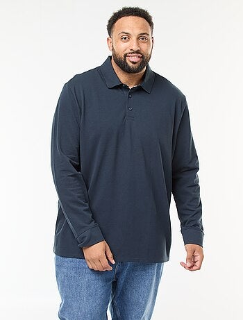 Polo de piqué de algodón de manga larga