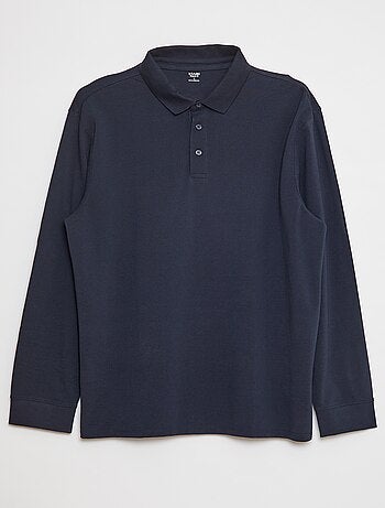 Polo de piqué de algodón de manga larga